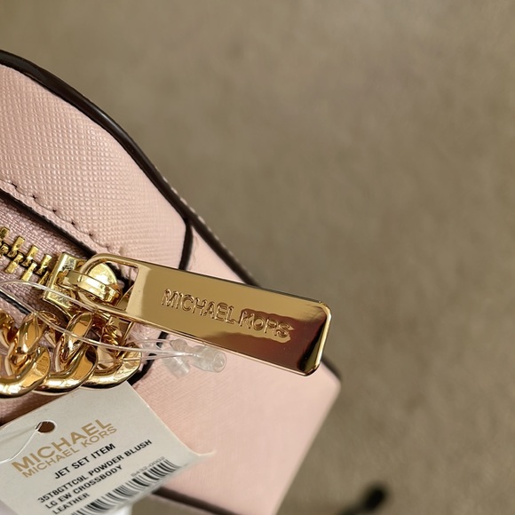 NWT Michael Kors Jet Set Leather Crossbody Powder Blush - Picture 5 of 6